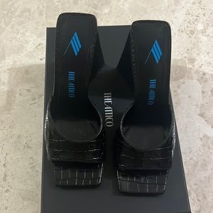 The Attico black Devon Mule 115mm heel